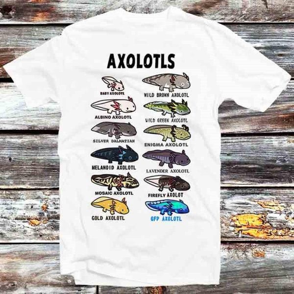 Axolotls Types Name Cute Design Unisex T-shirt For Family Friends – Apparel, Mug, Home Decor – Perfect Gift For Everyone
