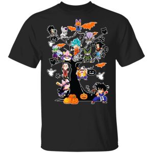 Dragon Ball Characters on Halloween Tree Shirt Saiyans Halloween Tee All Day Tee 1