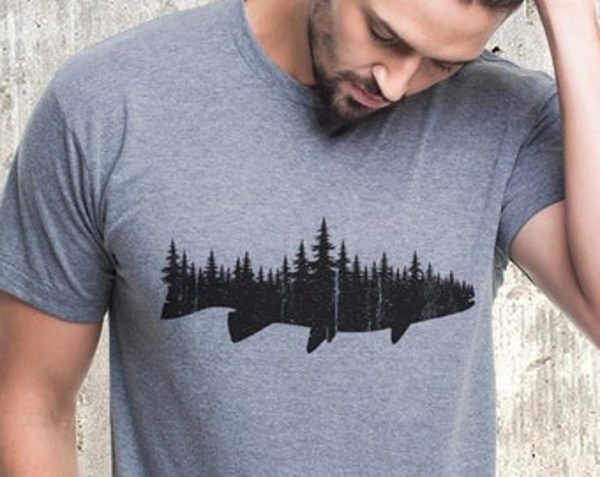 Fish And Forest Men’s Fishing Simple Design T-shirt – Apparel, Mug, Home Decor – Perfect Gift For Everyone