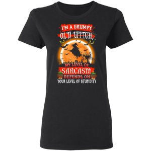 I'm A Grumpy Old Witch My Level Of Sarcasm Depends On Your Level Of Stupidity Halloween T Shirts 13