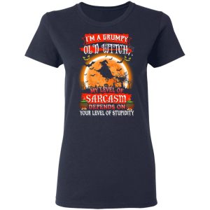 I'm A Grumpy Old Witch My Level Of Sarcasm Depends On Your Level Of Stupidity Halloween T Shirts 3