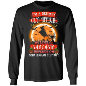 I'm A Grumpy Old Witch My Level Of Sarcasm Depends On Your Level Of Stupidity Halloween T Shirts 5