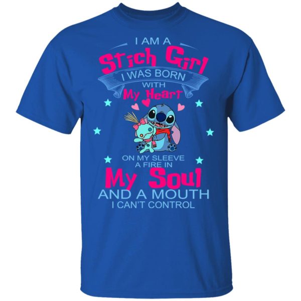 I Am A Stich Girl Was Born In With My Heart On My Sleeve T-Shirts, Hoodies, Sweater