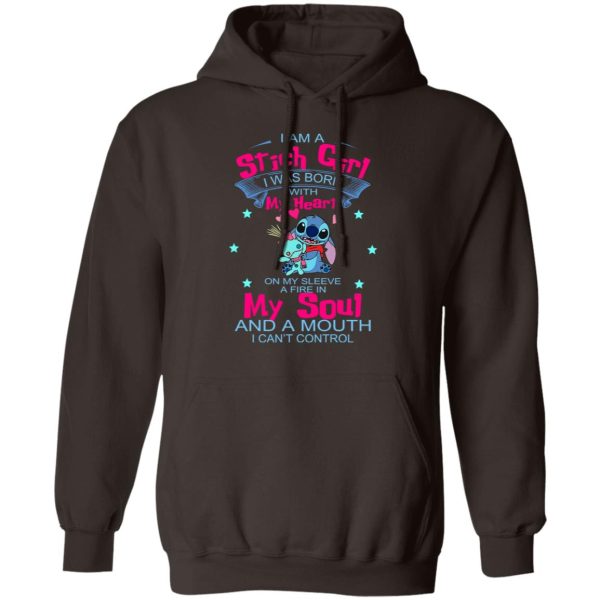 I Am A Stich Girl Was Born In With My Heart On My Sleeve T-Shirts, Hoodies, Sweater