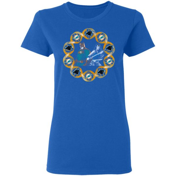 Miami Dolphins And Carolina Panthers In My DNA Batman Superwoman T-Shirts