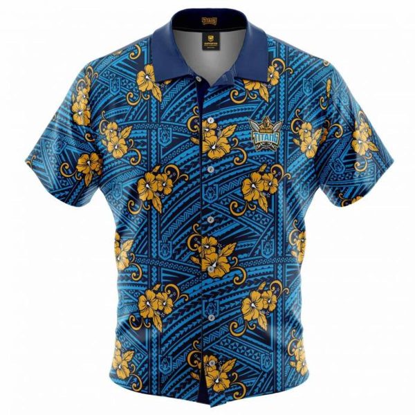 Nrl Gold Coast Titans Blue Yellow Floral Aloha Shirt For Men Women Fans – Apparel, Mug, Home Decor – Perfect Gift For Everyone