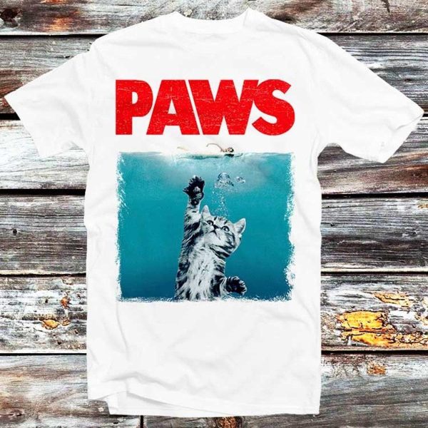 Paws Jaws Parody Funny Cat T-shirt Best Gifts – Apparel, Mug, Home Decor – Perfect Gift For Everyone