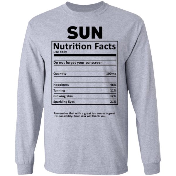 Sun Nutrition Facts T-Shirts, Hoodies, Sweatshirt