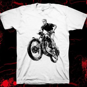 The Great Escape Steve Mcqueen Unisex White T-shirt For Movie Fans – Apparel, Mug, Home Decor – Perfect Gift For Everyone