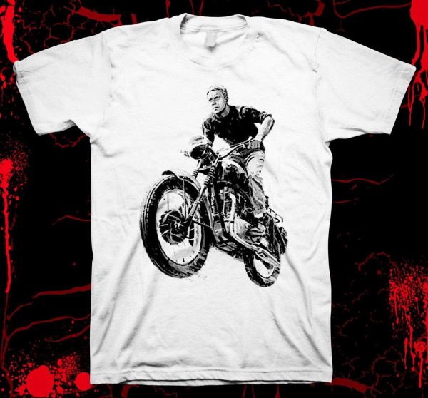 The Great Escape Steve Mcqueen Unisex White T-shirt For Movie Fans – Apparel, Mug, Home Decor – Perfect Gift For Everyone