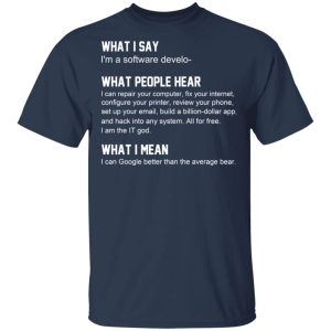 What I Say I’m A Software Developer What People Hear What I Mean T-Shirts 2 What I Say I'm A Software Developer What People Hear What I Mean T Shirts 11