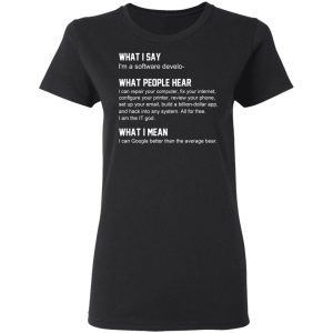 What I Say I’m A Software Developer What People Hear What I Mean T-Shirts 4 What I Say I'm A Software Developer What People Hear What I Mean T Shirts 13