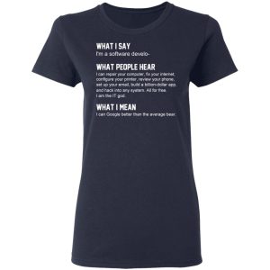 What I Say I’m A Software Developer What People Hear What I Mean T-Shirts 6 What I Say I'm A Software Developer What People Hear What I Mean T Shirts 3