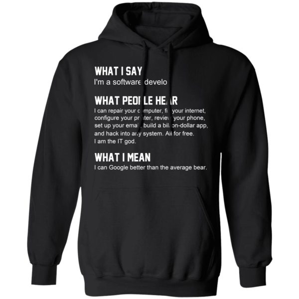 What I Say I’m A Software Developer What People Hear What I Mean T-Shirts