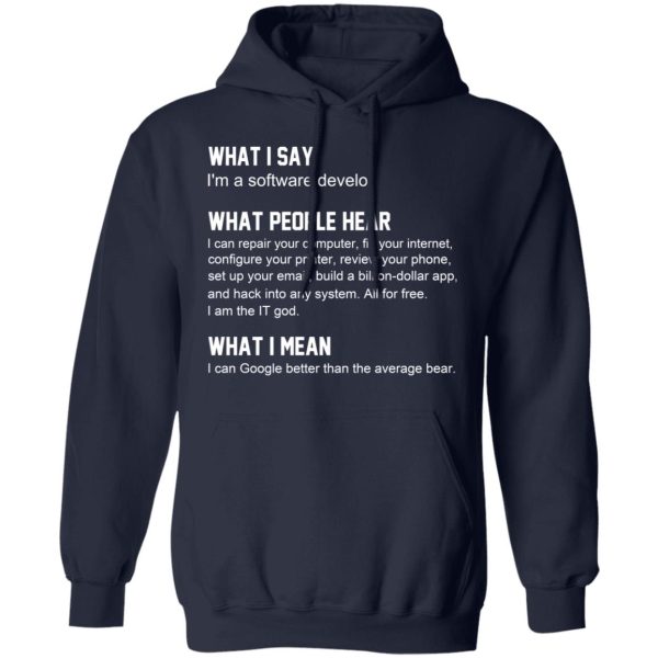 What I Say I’m A Software Developer What People Hear What I Mean T-Shirts