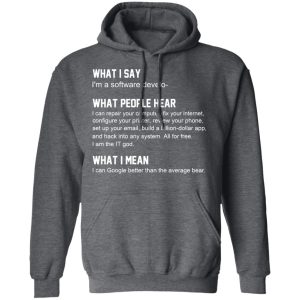 What I Say I’m A Software Developer What People Hear What I Mean T-Shirts 11 What I Say I'm A Software Developer What People Hear What I Mean T Shirts 8