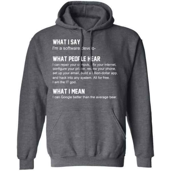 What I Say I’m A Software Developer What People Hear What I Mean T-Shirts