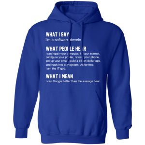 What I Say I’m A Software Developer What People Hear What I Mean T-Shirts 12 What I Say I'm A Software Developer What People Hear What I Mean T Shirts 9