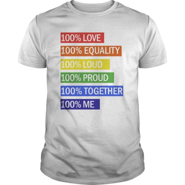 100 Love 100 equality 100 loud 100 proud shirt
