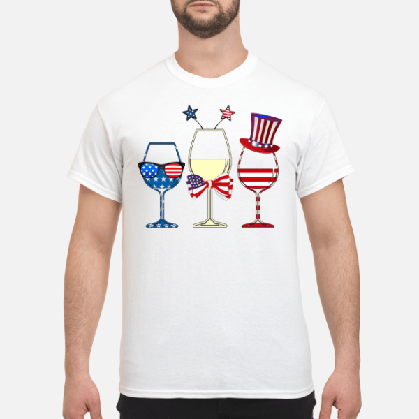 4th July three glasses of wine American flag shirt, hoodie