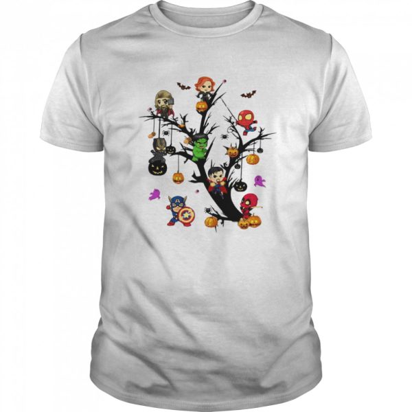 Avengers Superheroes Tree Halloween Pumpkin shirt