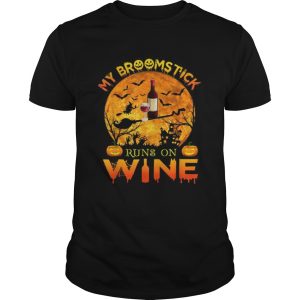 Awesome My Broomstick Run On Wine Moon Pumpkins Halloween shirt