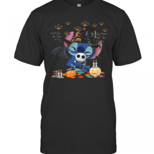 Baby Stitch Hug Jack Skeleton Halloween T-Shirt