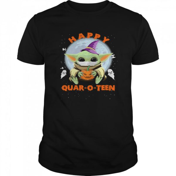 Baby Yoda Face Mask Hug Pumpkin Happy Quaroteen Halloween shirt