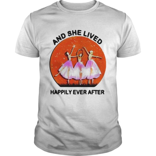 Ballet girls mask and she lived happily ever after halloween shirt