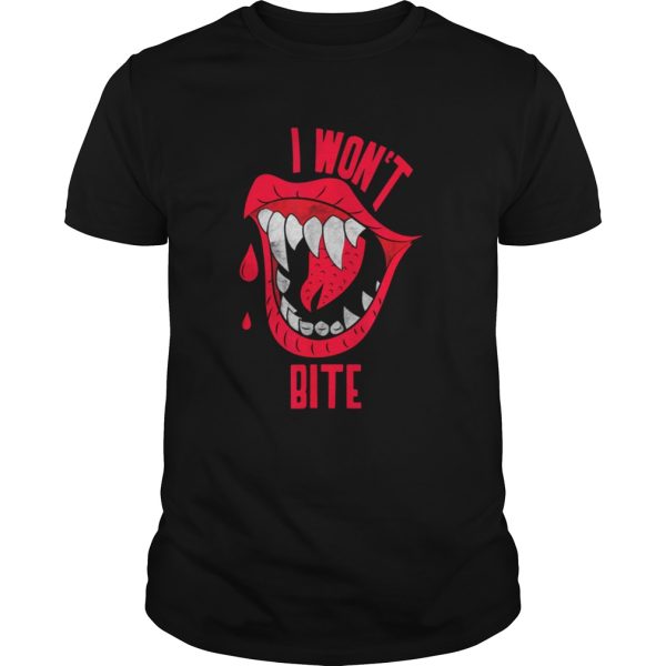 Beautiful Halloweens I Won’t Bite Red Lipss Scary Vampire shirt