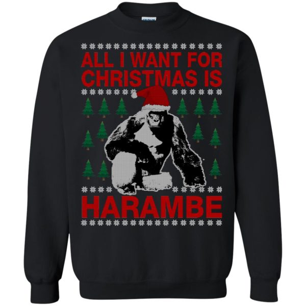 Bigfoot All I want for Christmas is Harambe sweatshirt, hoodie