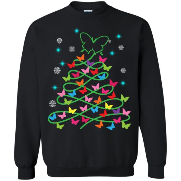 Butterfly Christmas tree sweatshirt, hoodie, long sleeve, ladies tee