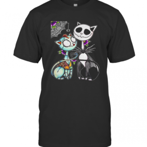 Cat Jack Skellington And Sally Happy Halloween T-Shirt