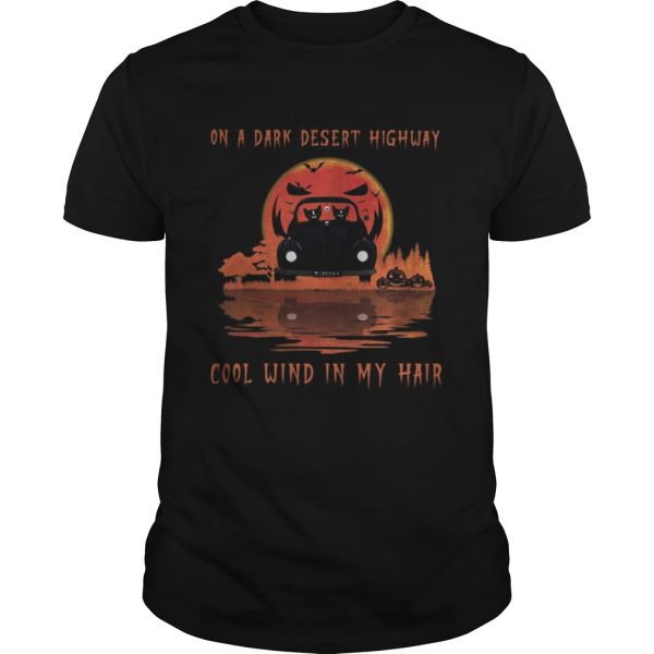 Cat driving car on a dark desert highway cool wind in my hair moon shirt