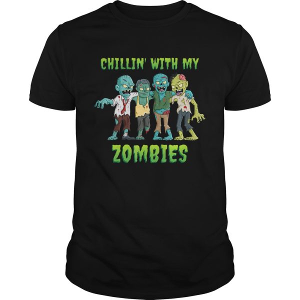 Chillin With My Zombies Halloween Boys Kids Funny T-Shirt