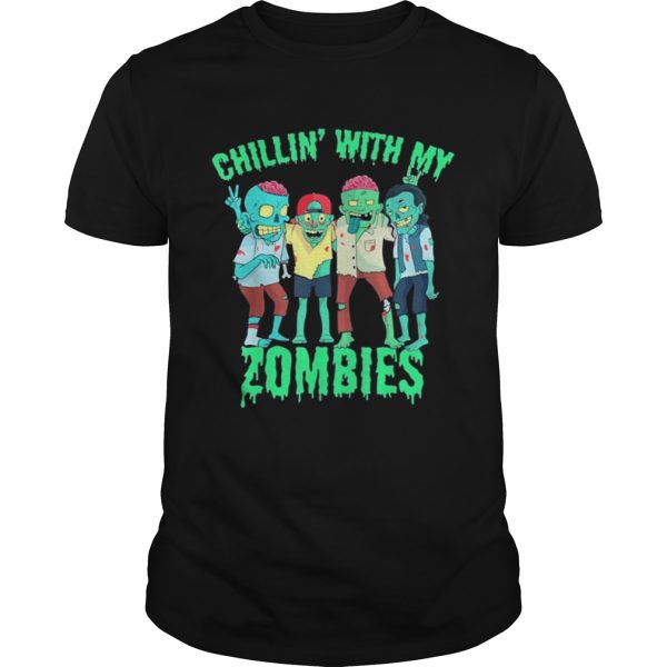 Chillin With My Zombies Halloween Boys Kids Zombie shirt