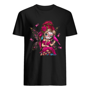 Cute Breast Cancer Girl Sugar Skull Costume Halloween T-Shirt