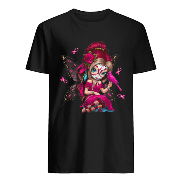 Cute Breast Cancer Girl Sugar Skull Costume Halloween T-Shirt