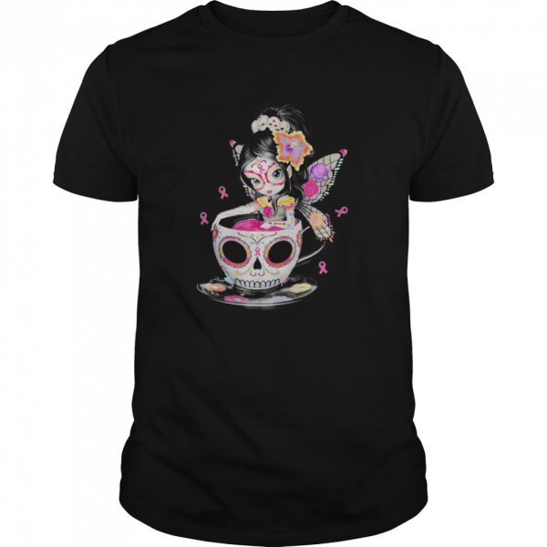 Cute Breast Cancer Girl Sugars Skull Halloween Day Dead shirt