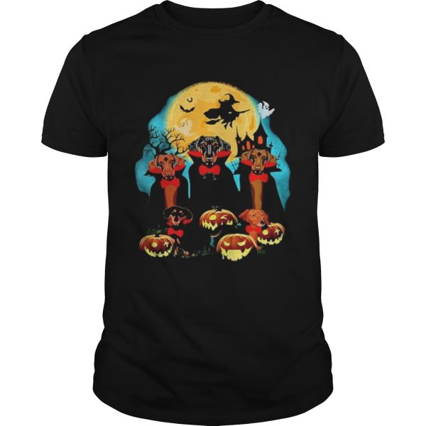 Dachshund Dracula Pumpkin Moonlight Happy Halloween shirt