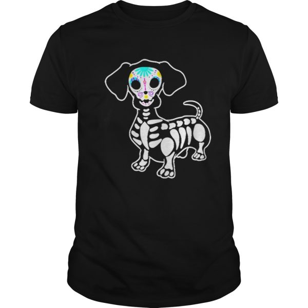 Dachshund Skeleton Pumpkin Happy Halloween T-Shirt