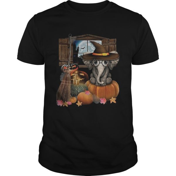 Elephant witch pumpkin halloween shirt