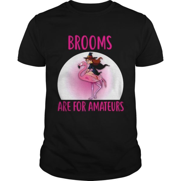 Flamingo Brooms Are For Amateurs Halloween Theme T-Shirt