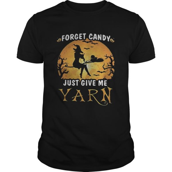 Forget candy just give me yarn Halloween moon shirt