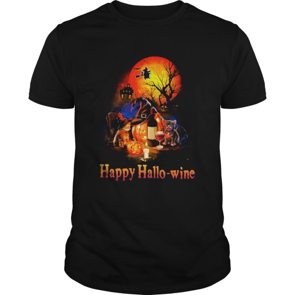 HAPPY HALLOWINE CAT PUMPKIN SUNSET HALLOWEEN shirt