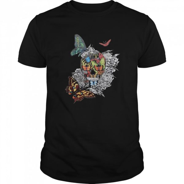 Halloween Artistic Rage Butterflies And Skull Tattoo Dia De Los Muertos shirt