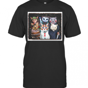 Halloween Cats Horror Characters Friends T-shirt