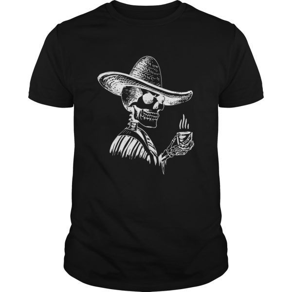 Halloween Coffee Drinking Skeleton Skull shirt