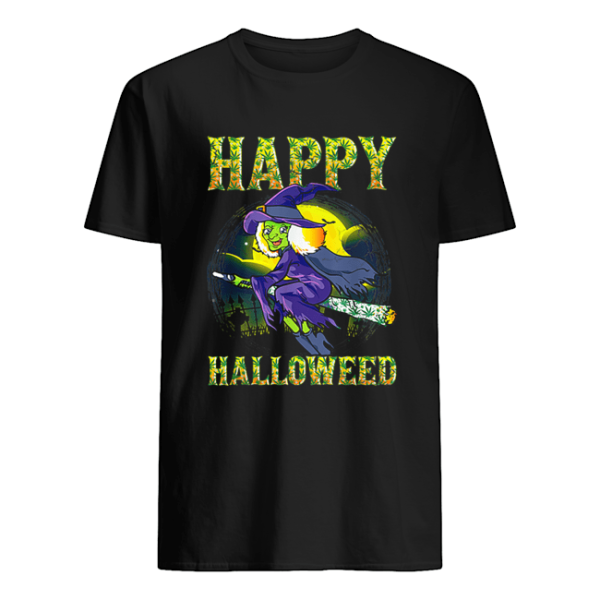 Halloween Happy Halloweed Witch Marijuana Weed 420 Women shirt