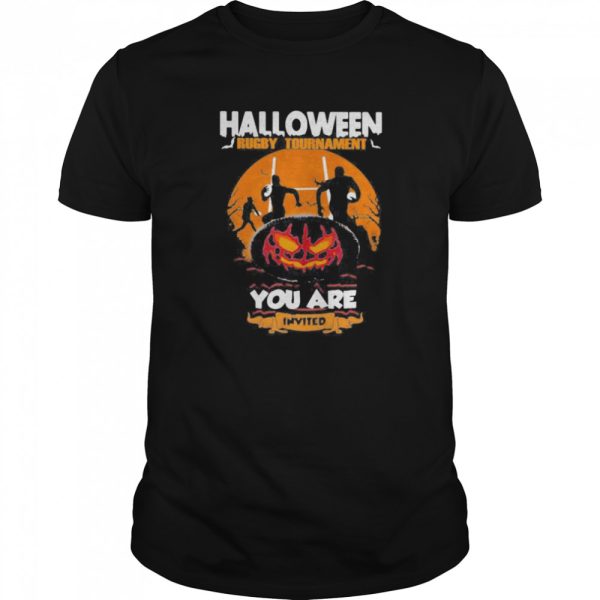 Halloween Rugby Tournament You Are Invited Pumpkin Moon shirt